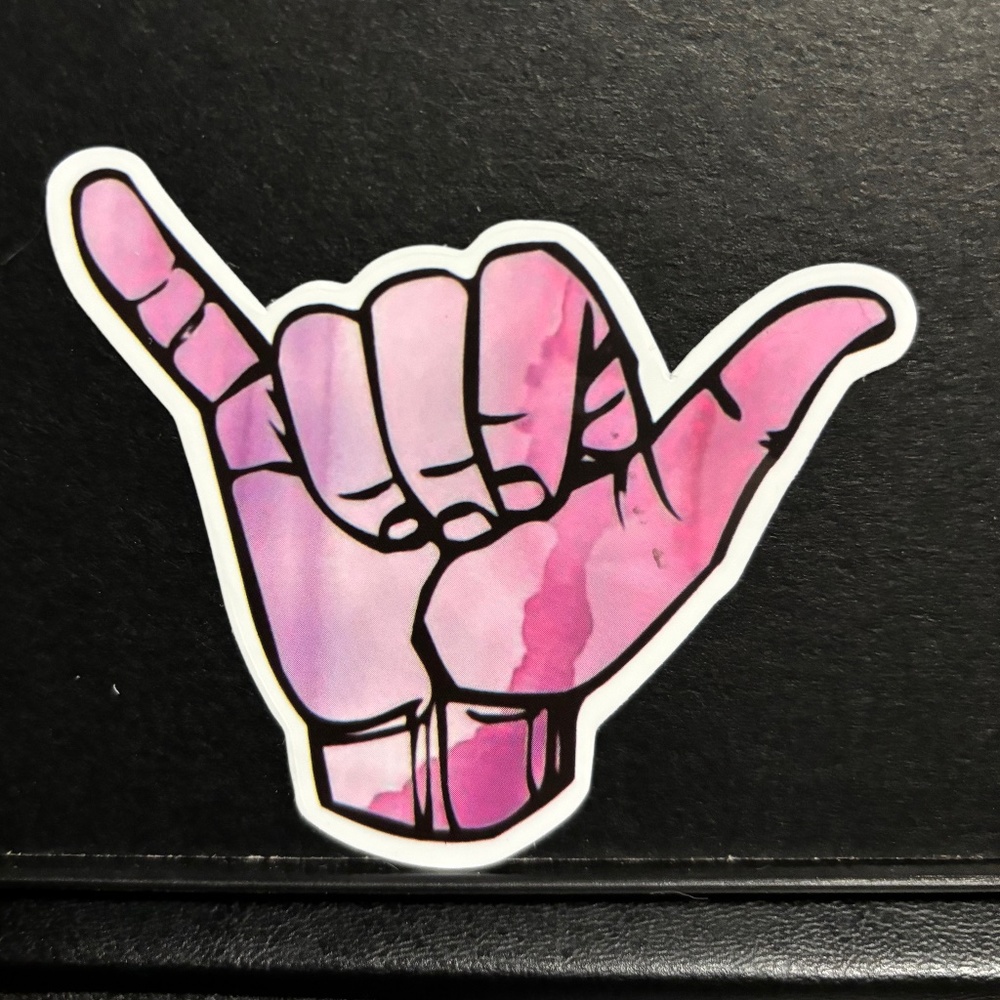 PINK HANG 10 STICKER